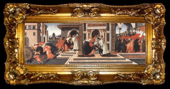 framed  Sandro Botticelli Last miracle:child revived by the Deacons Eugenius and Crescentius, ta009-2